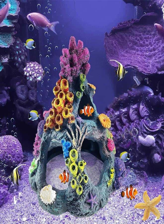 GOFYLIN Fish Tank Decoration Set, Aquarium Decor Colorful Coral Mountain x 1pc, Betta Fish Tank Accessories Aquatic Plants x 4pcs，Aquarium Decor Starfish x 1pcs. - Image 3
